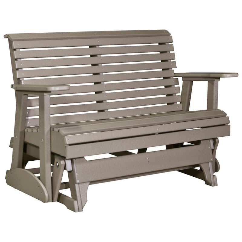 Poly Lumber Plain Rollback Patio Glider - 4' - Weatherwood
