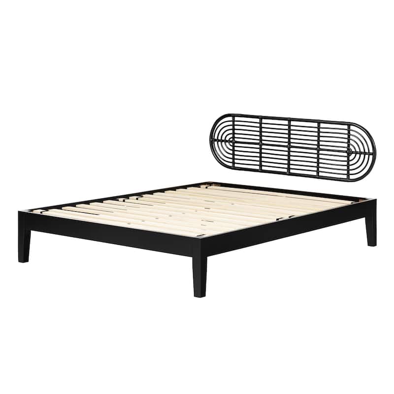 Appeal Wooden Bed with Retro Headboard - Black Hoya Design - 82.5" L x 65" W