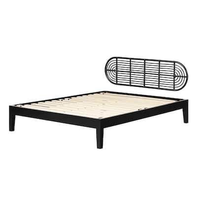 Appeal Wooden Bed with Retro Headboard - Black Hoya Design - 82.5" L x 65" W