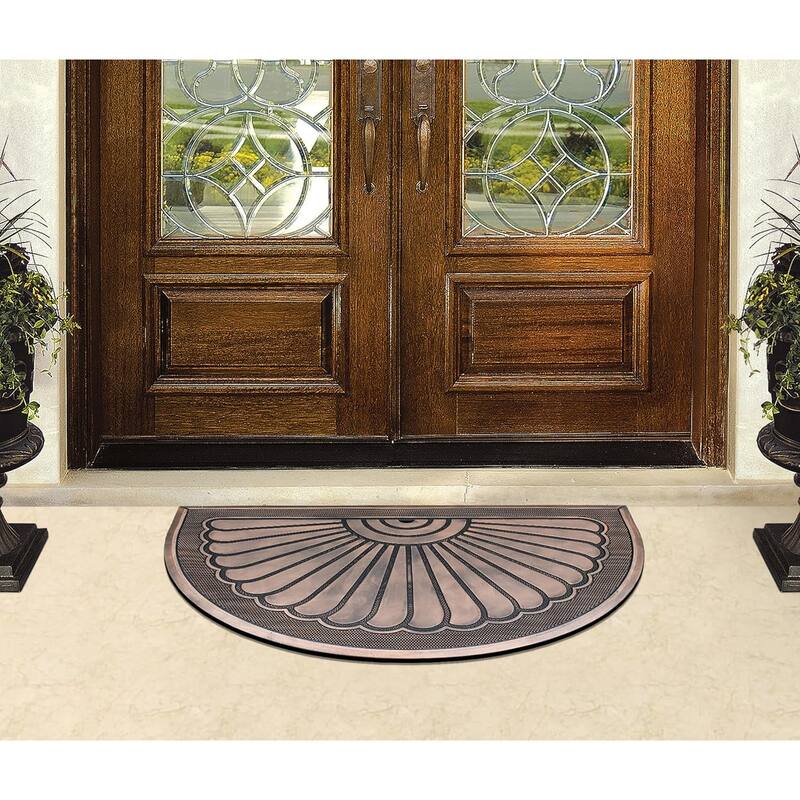 A1HC 100% Pure Rubber Front Door Mat 30”x48”, Non-Slip, Thin Profile Heavy Duty Doormat,Indoor Outdoor Sunburst Good Luck Design
