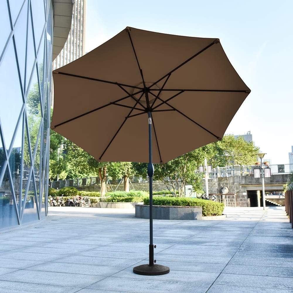 9 Ft Aluminum Patio Umbrella with Decorative Base