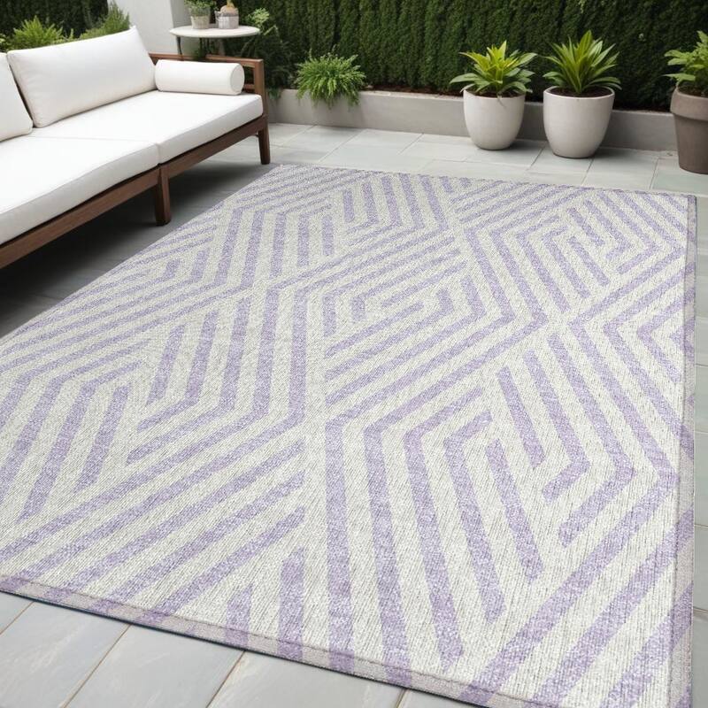 Alnara Abstract Shapes Weather Resistant Versatile Elegance Outdoor Rug - 5' X 8' - Multi