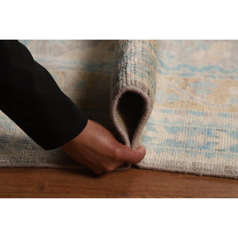 Hand Knotted Oriental 100% Wool Carpet Transitional Floral Greys & Charcoal Oushak Area Rug - 10' 0'' X 8' 0''