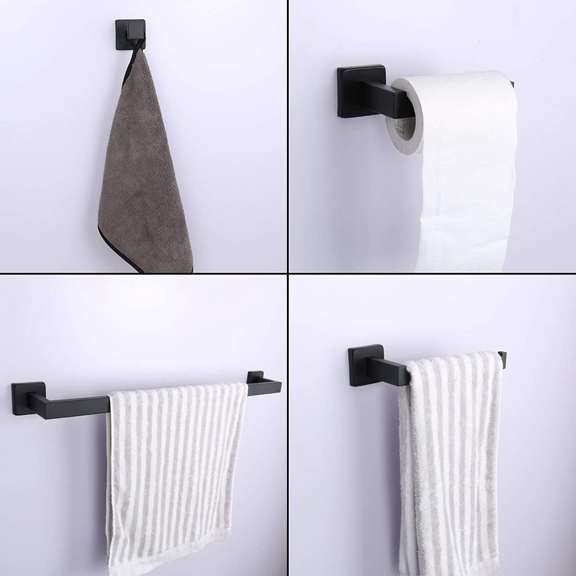 Details about   4 Pcs Bathroom Hardware Set Bath Accessory Hook Bar Ring Toilet Paper Holder 