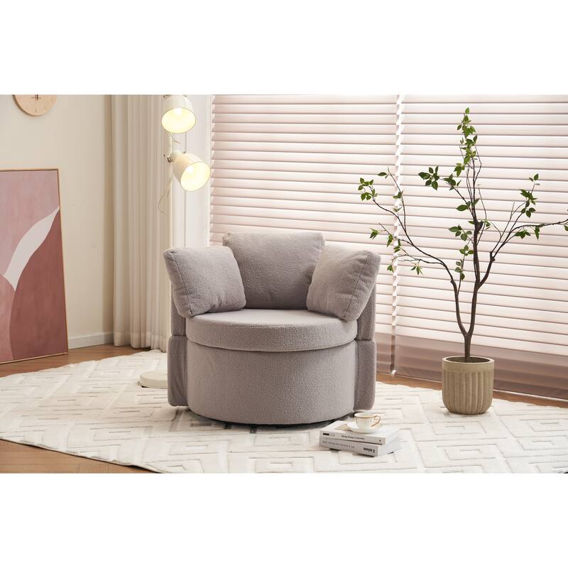 Swivel Chair Accent Chair with Storage Function, Rotating Chair Sofa Chair Lounge Chair with Throw Pillows