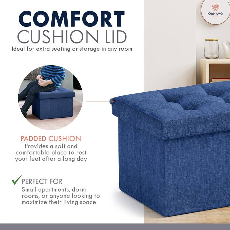 Small Foldable Rectangle Storage Ottoman