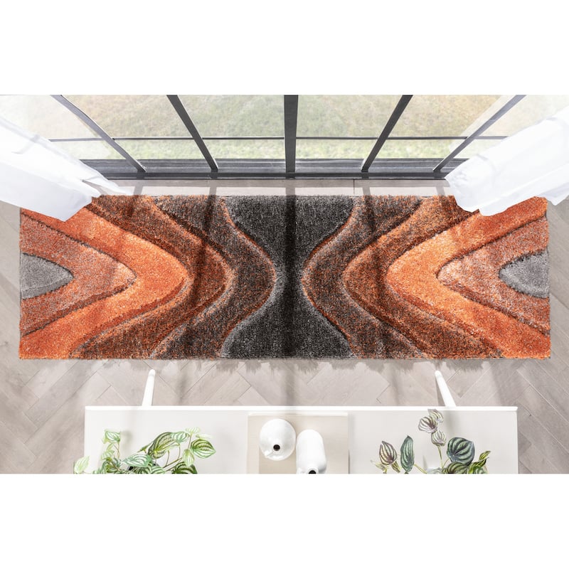 Well Woven San Francisco Luz Geometric Modern Carved Shag Area Rug
