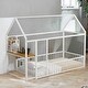 preview thumbnail 1 of 16, White Metal Twin Size Floor Bed with Desk w/USB Ports, Kids Bed with Storage Shelf