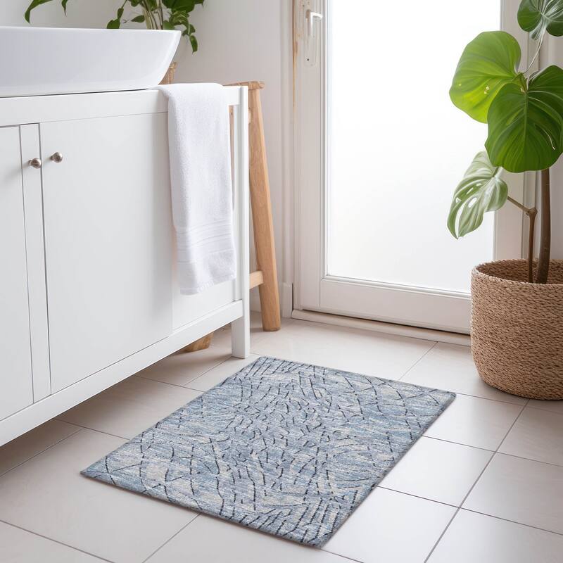 Premium Washable Super Soft Abstract Contemporary Mayfield Rug - Blue - 1' 8" x 2' 6" - Rectangle
