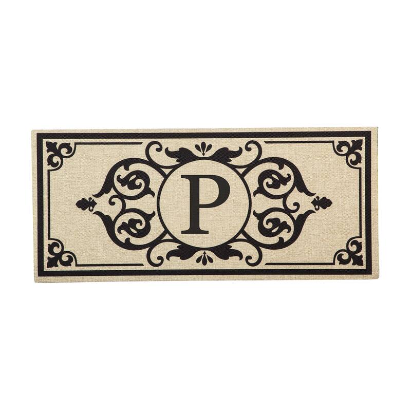 Cambridge Monogram Burlap Sassafras Switch Mat, Letter P