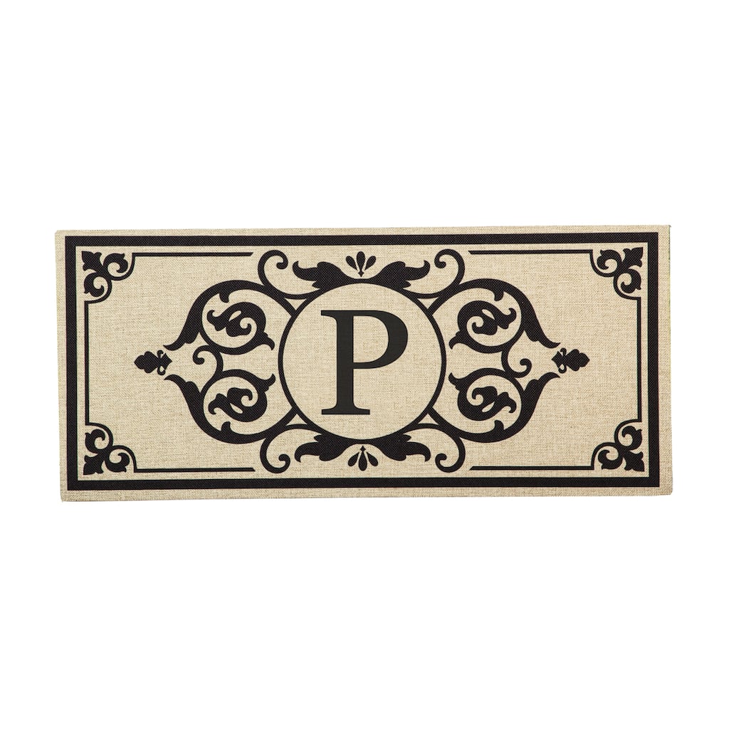 Cambridge Monogram Burlap Sassafras Switch Mat, Letter P