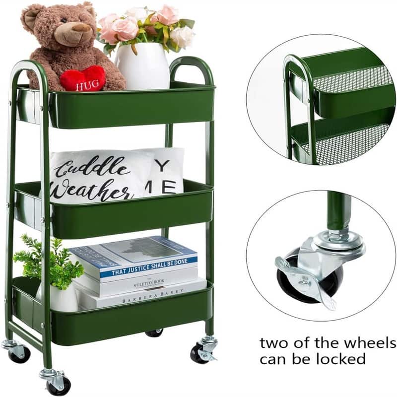 Movable Rolling Organizer Cart - 15.35"D x 11.42"W x 27.5"H