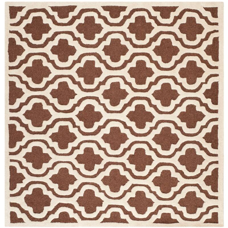 SAFAVIEH Handmade Cambridge Allana Modern Moroccan Wool Rug - 6' Square - Dark Brown/Ivory