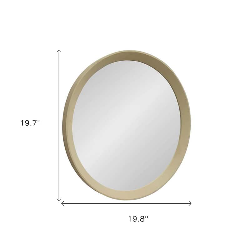 HomeRoots 20" Cream Round Wood Framed Accent Mirror - 19.8' X '19.7' X '2.8