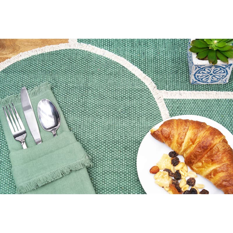 Fringed Aspen Round Placemats Set of 6, 15"