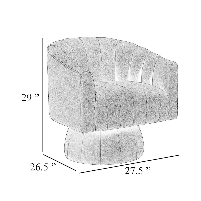 Rex Swivel Accent Chair, Barrel Channel Stitched Velvet, Taupe Brown