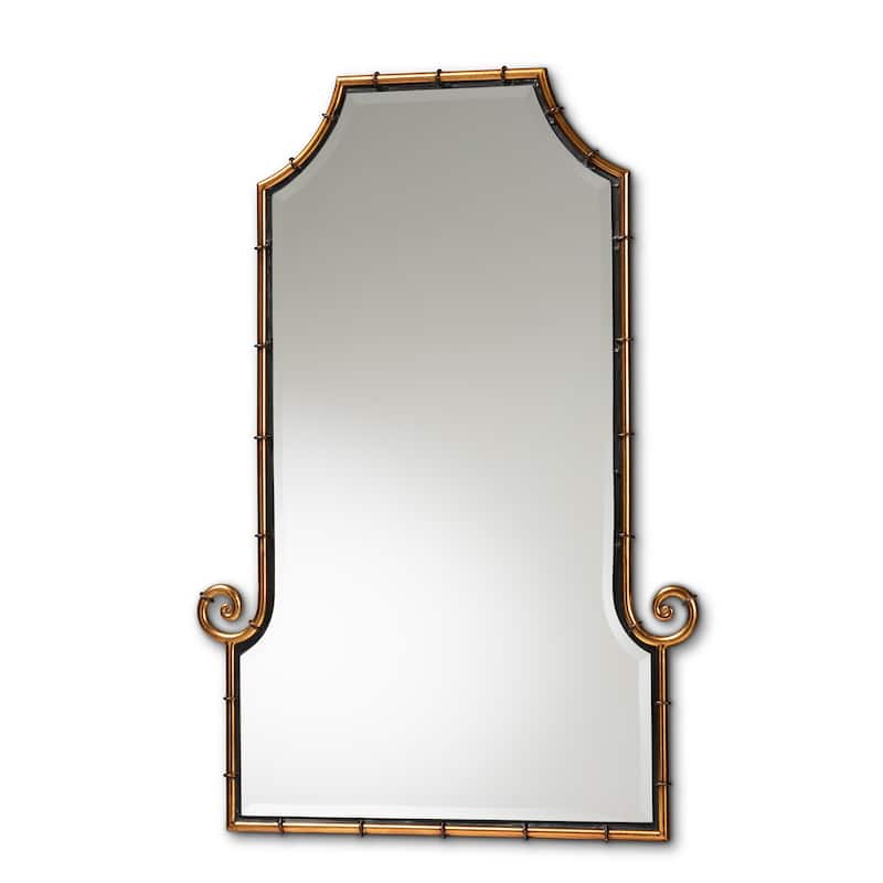 Layan Gold Finished Metal Bamboo Inspired Accent Wall Mirror - Gold