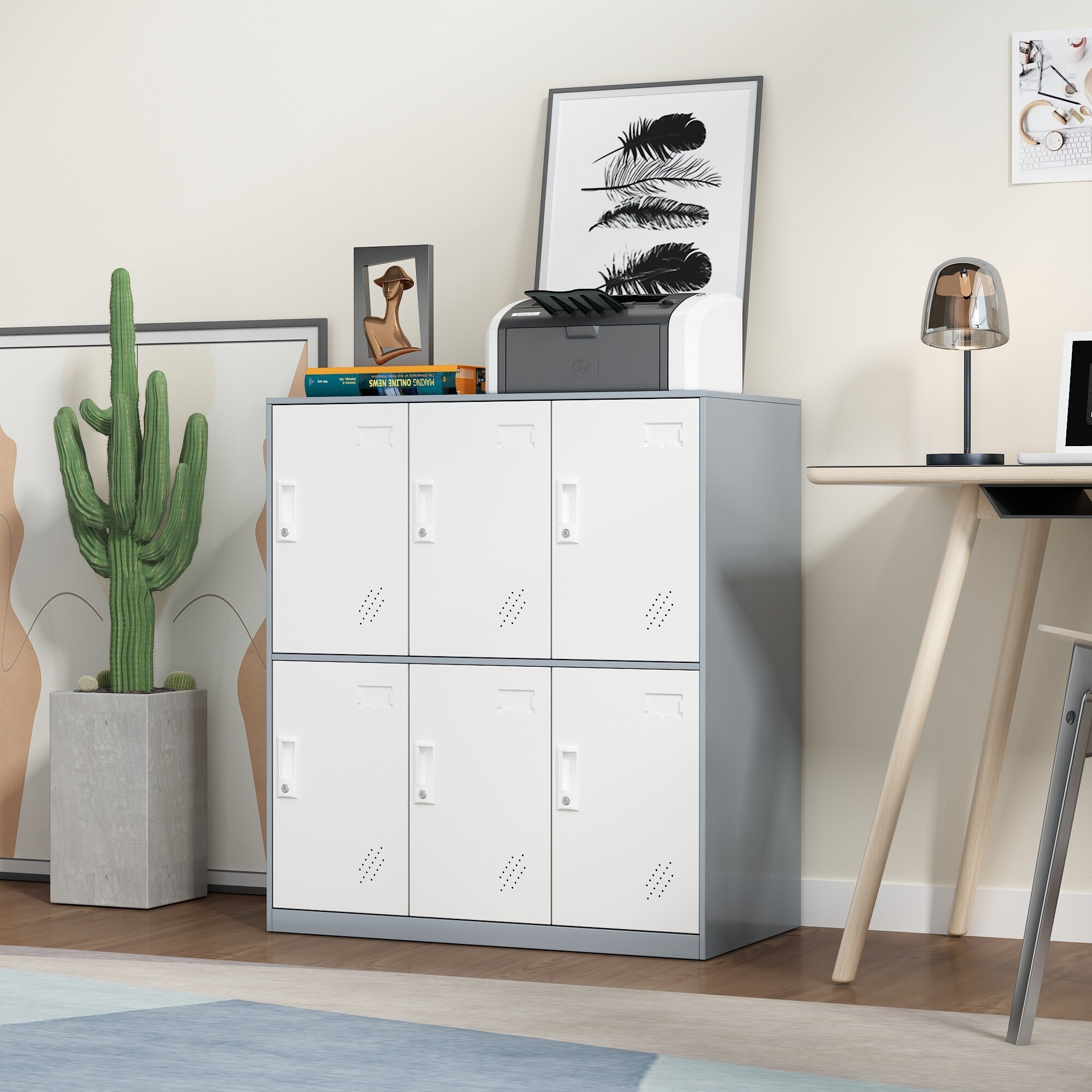 6 Doors Metal Storage Cabinet,Steel Locker with Card Slot ...