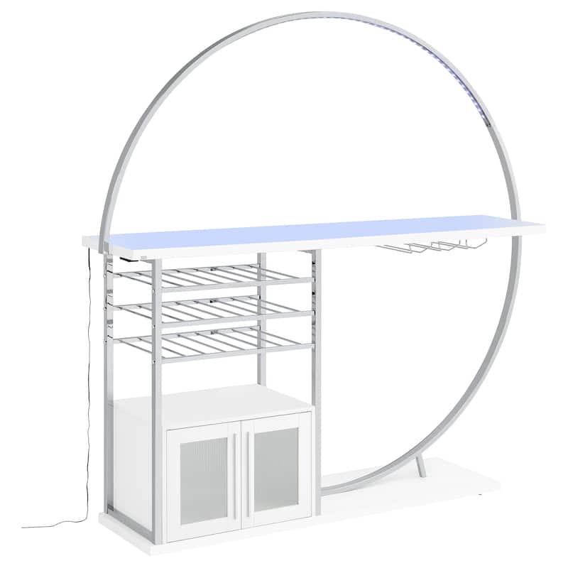 Risley 2-door Circular LED Home Bar with Wine Storage