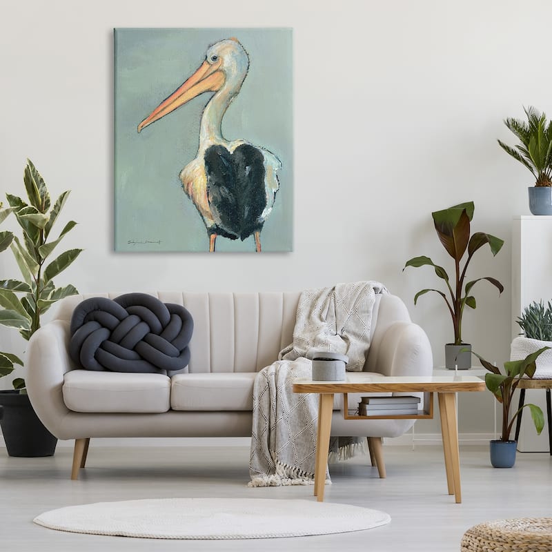 Stupell Industries Pelican Bird Wildlife Painting Canvas Wall Art by ...