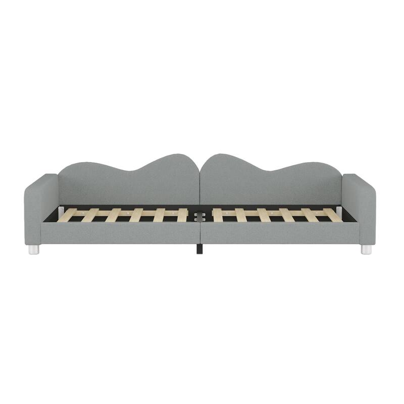 Sherpa Fabric Upholstered Daybed with Cloud Backrest