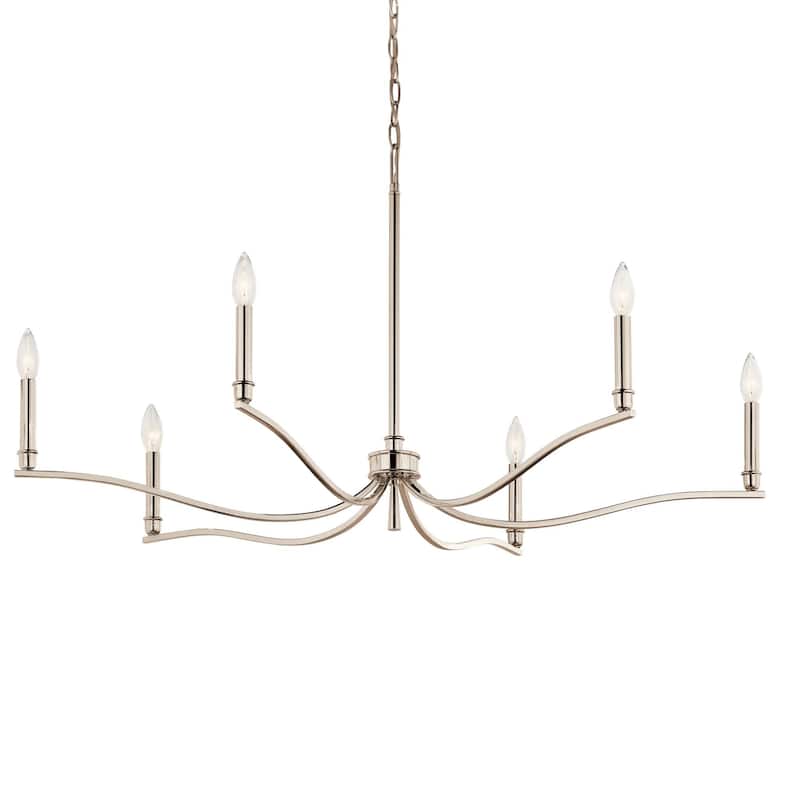 Kichler 52696 Malene 6 Light 42" Wide Taper Candle Style Chandelier - Polished Nickel