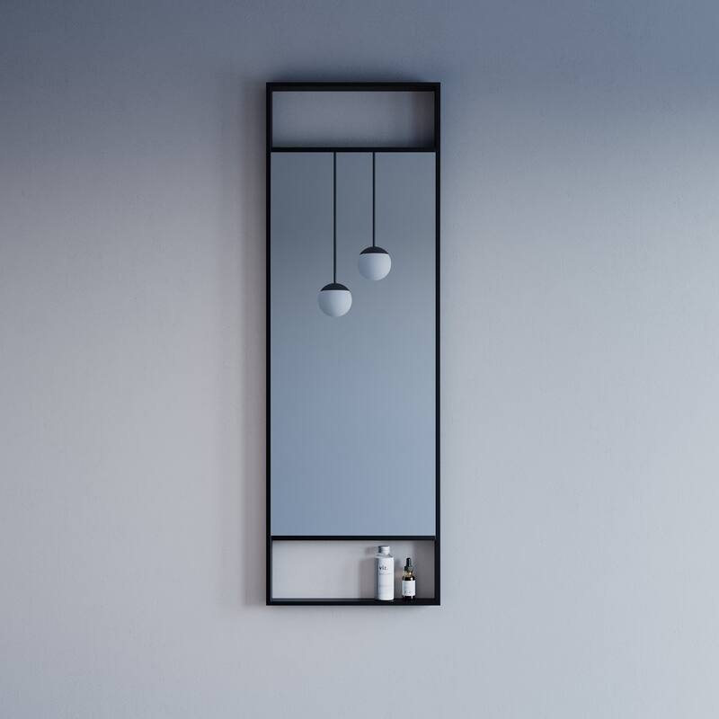 Catton Shelf Mirror - Rectangle 47" High - 16"W x 48"H x 2"D - Black