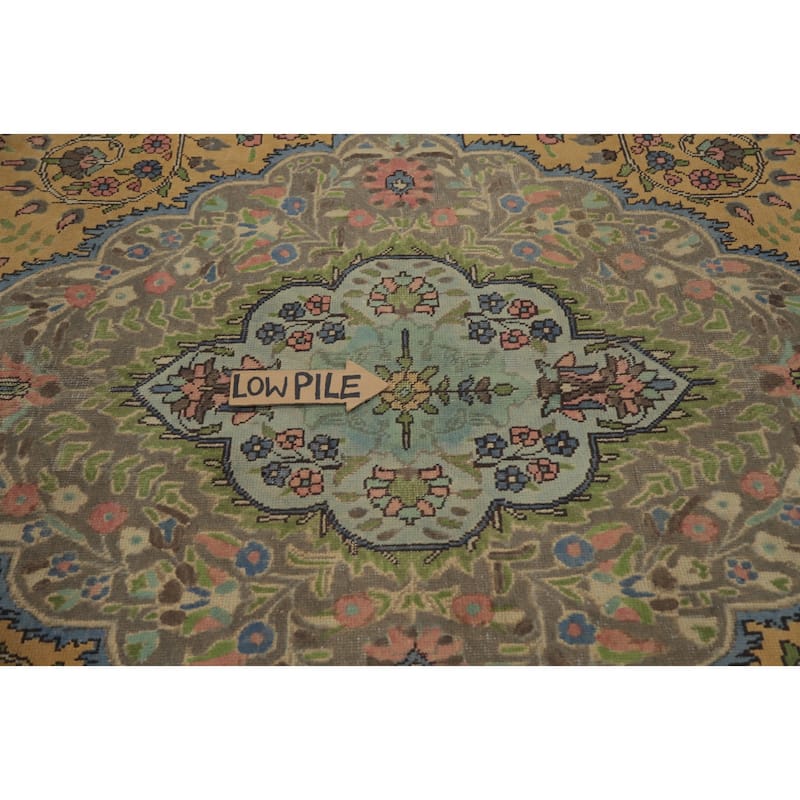 Hand Knotted Oriental 100% Wool Carpet Traditional Floral Oranges & Rust Tabriz Area Rug - 12' 7'' X 9' 10''