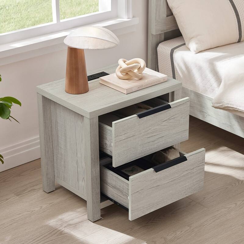 Spruce & Spring Scout 3-Piece Solid Wood Bed Set with Platform Bed Frame and 2 Nightstands