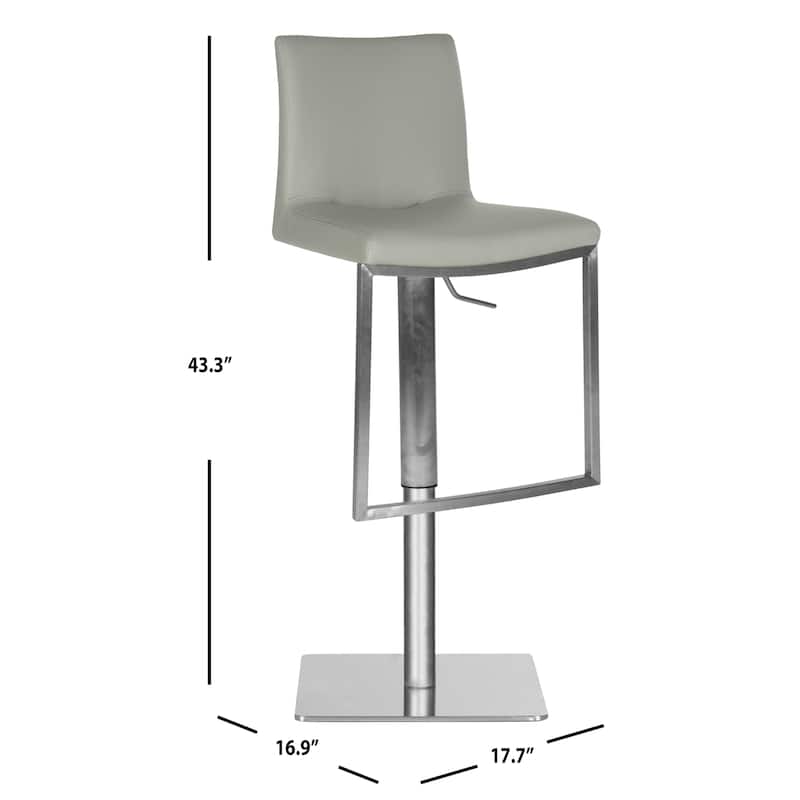 SAFAVIEH Verdell 22-31.9-inch White Leather Adjustable Swivel Bar Stool - 17.7" x 16.9" x 43.3" - 18Wx17Dx43H