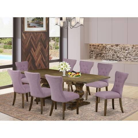 Dining Table set include Rectangular Table and parson chairs - Distressed Jacobean Finish (Finish Options)