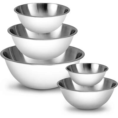 Set of 5 Meal Prep Stainless Steel Mixing Bowls Set - White