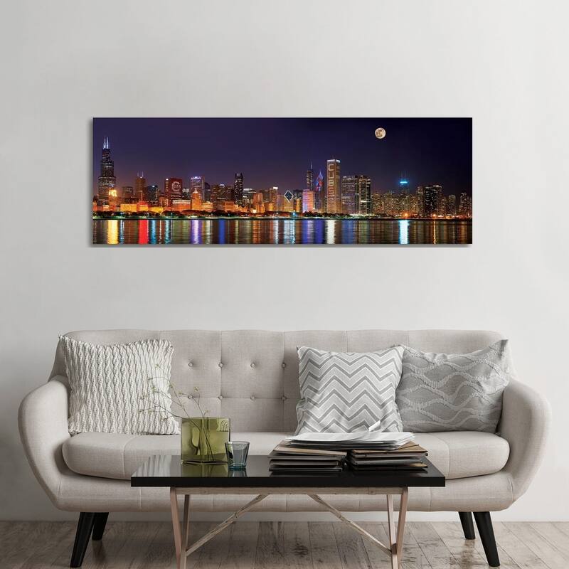 iCanvas "Chicago Cubs Pride Lighting Across Downtown Skyline II, Chicago, Illinois, USA" by Panoramic Images Canvas Print