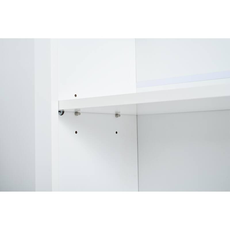 Roomfitters Modern 83.7" Tall Kitchen Hutch with Faux Marble Top, Set of 2
