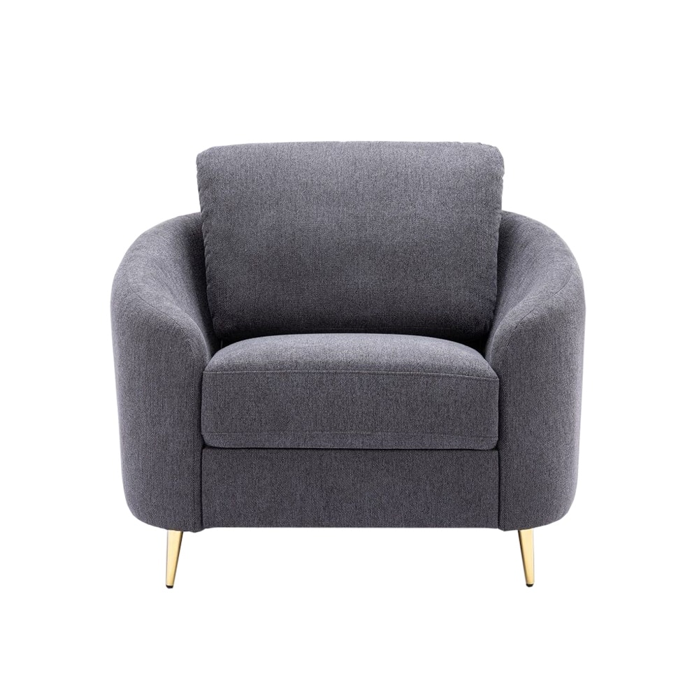 Linen Upholstered Accent Chair with Metal Legs in Gray