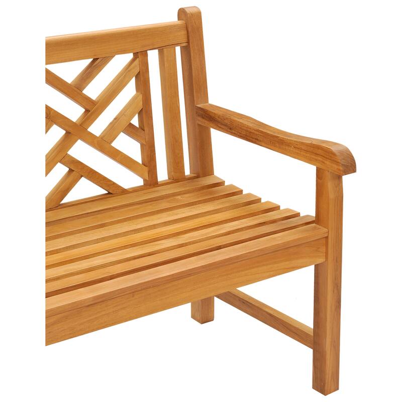 Chic Teak Chippendale Outdoor Teak Wood Patio & Garden Triple Bench