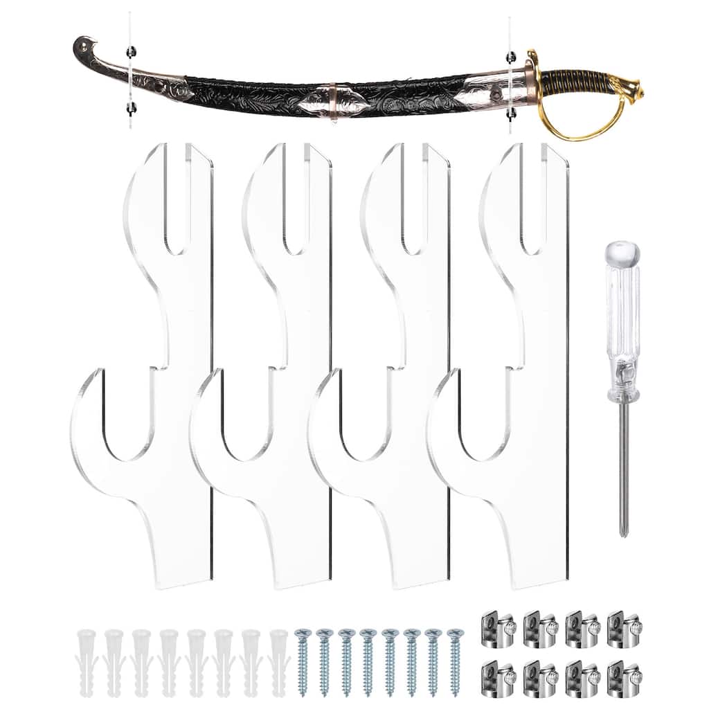 2 Sets Sword Holder Wall Mount Sword Racks for Sword Display, Transparent