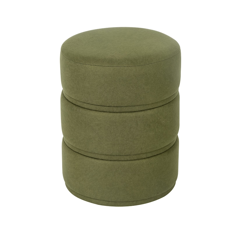 Adeco Round Ottoman 17.9" Height Footrest Vanity Stool