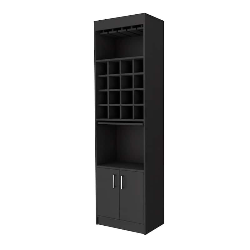 Lombard 16-Bottle 1-Shelf Bar Cabinet Black Wengue And Light Pine