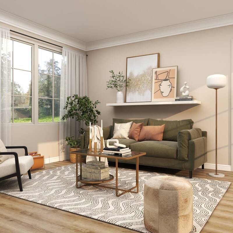 Metal Room Floor Lamp with Round Ribbed Shade - White - CosmoLiving by Cosmopolitan