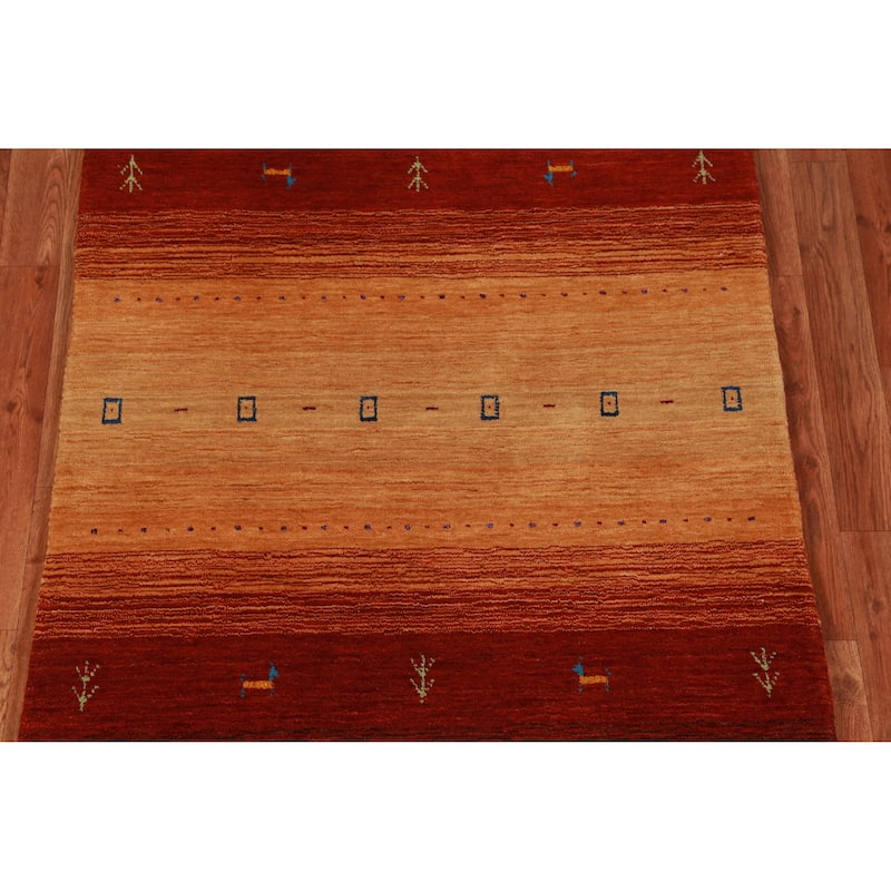 Gabbeh Indian Rug Handmade Wool Carpet - 3'2" x 4'11"