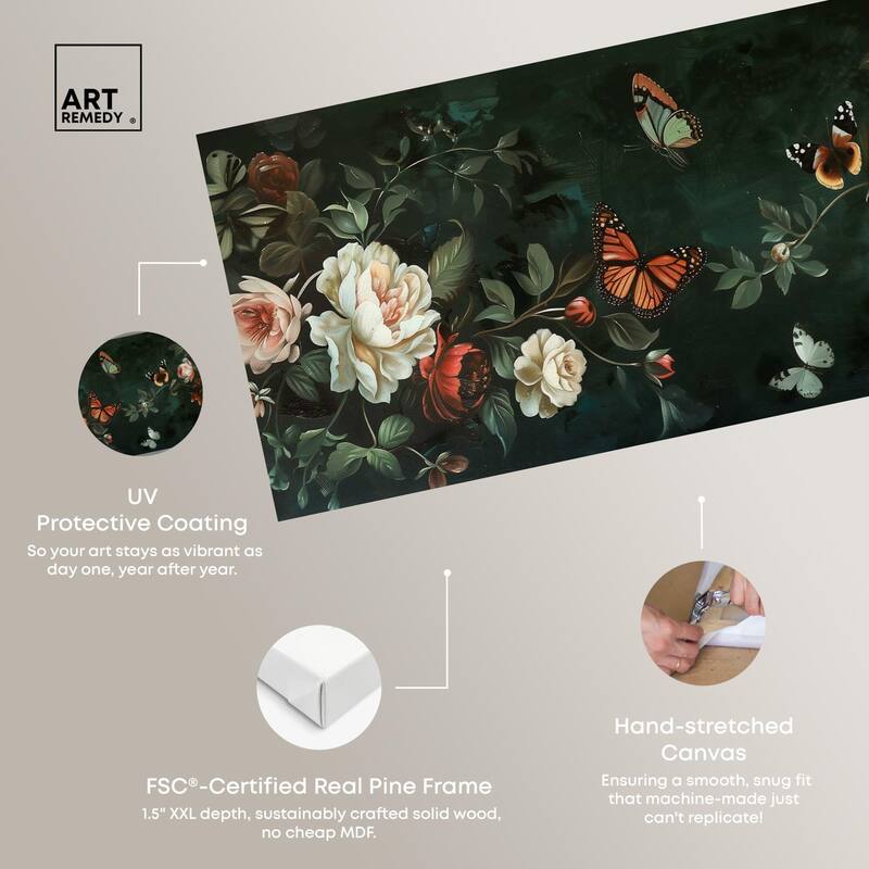 Emerald Floral Panoramic Canvas by Art Remedy, Gallery Wrapped