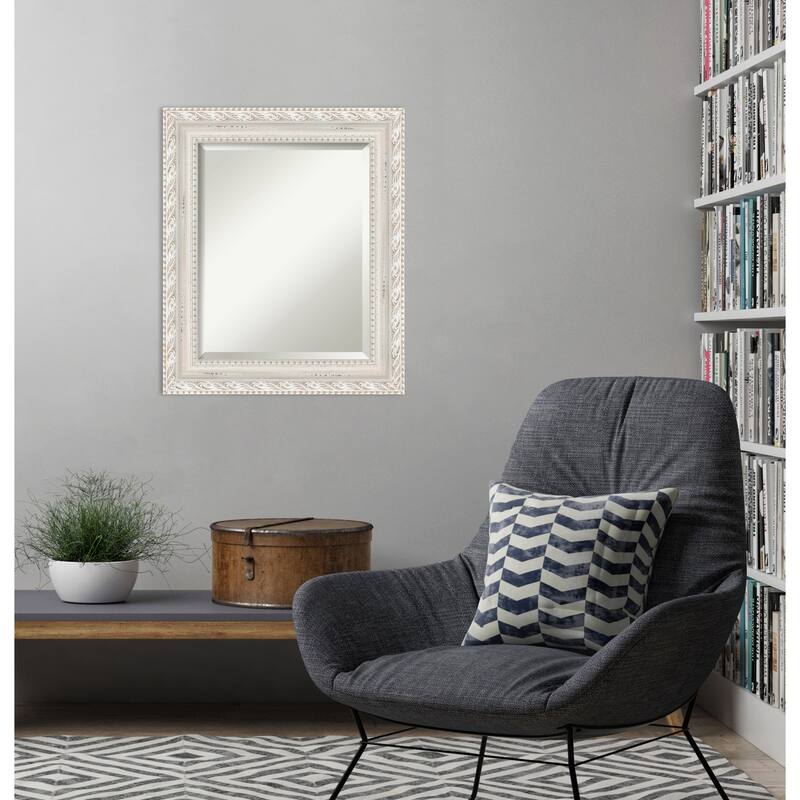 Opera Off White Beveled Wood Framed Wall Mirror - Opera Off White