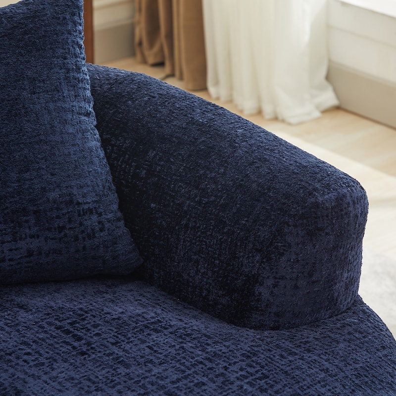 63.2" Modern Small Loveseat Sofa, Chenille Boneless Couch, Deep Seat Sofa with 3 Pillows