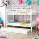 preview thumbnail 1 of 70, Twin Over Twin Rubber Wood Bunk Bed with Trundle, Convertible into 2 Twin Size Beds,with Ladder and Safety Guardrails White