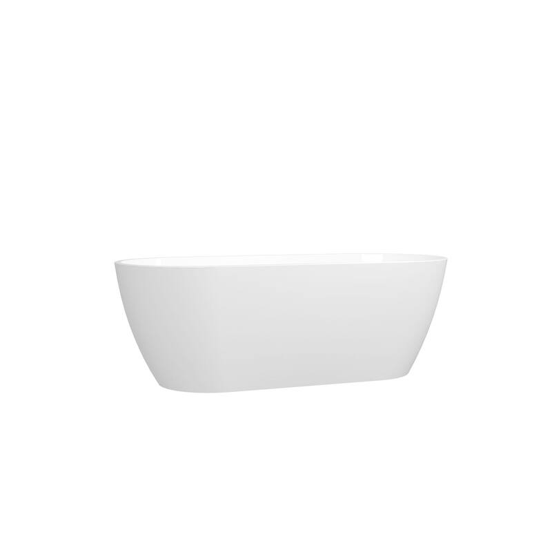 67 in. x 30 in. Acrylic Freestanding Soaking Bathtub with Center Drain in Glossy White