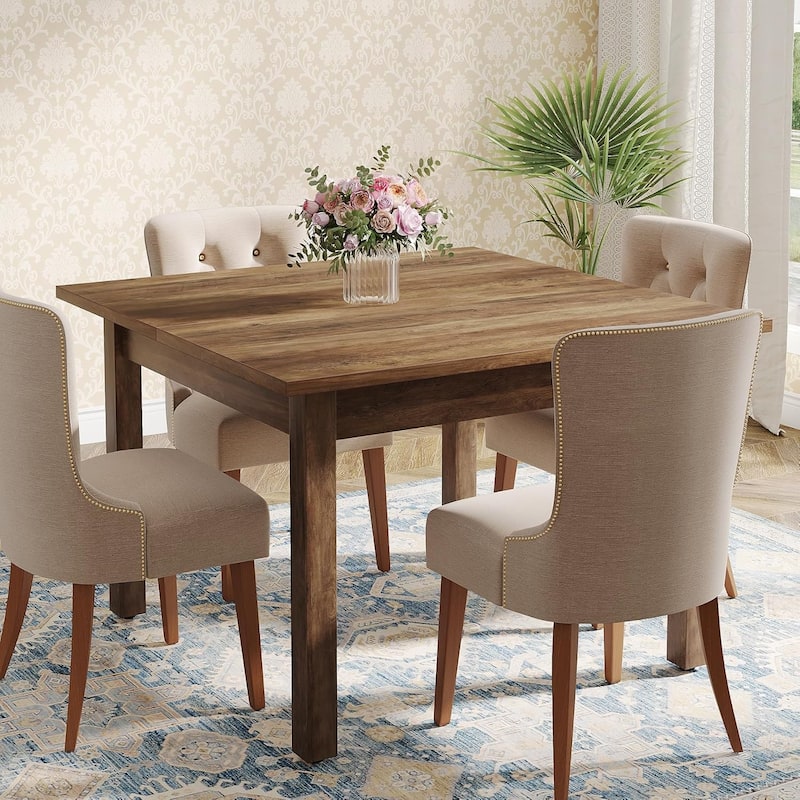 Square Wood Dining Table, Farmhouse Kitchen Table for Living/Dining Room