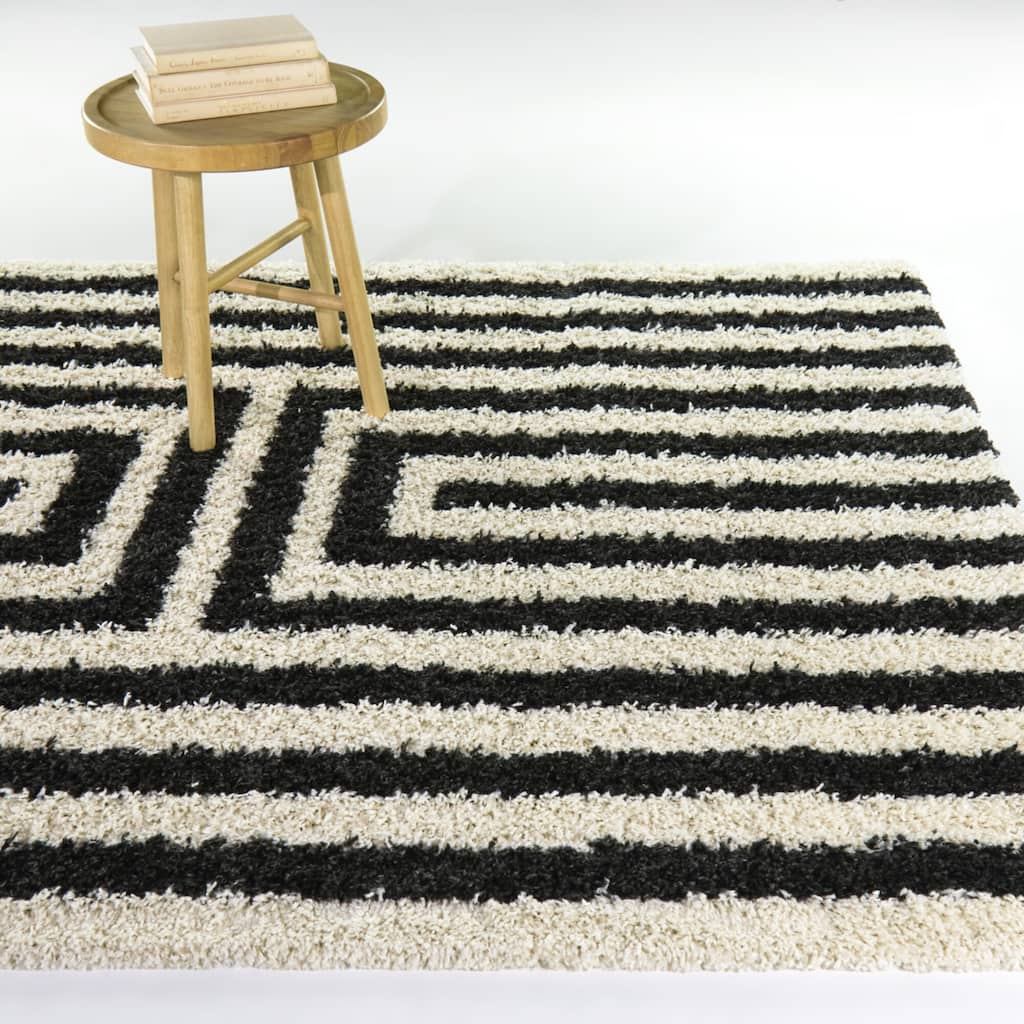 Philbin Striped Shag Area Rug