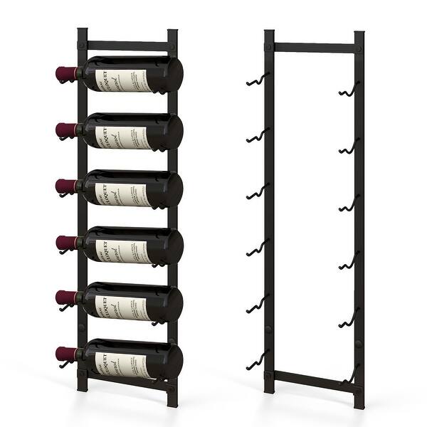 Gymax 6 Bottles Wall Mounted Wine Rack Metal Wine Display Holder Bed