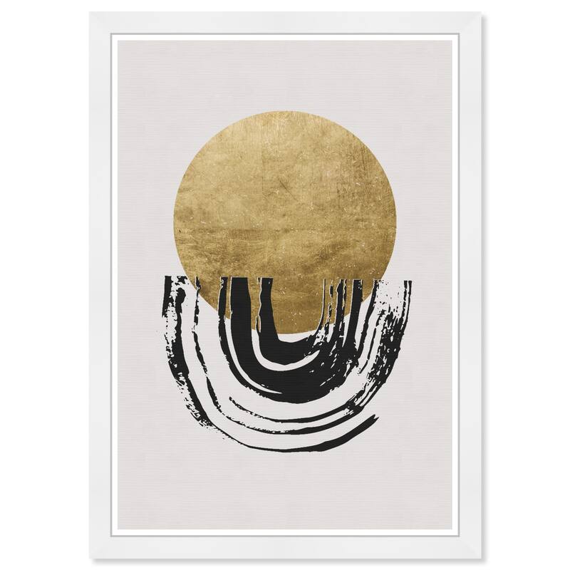 Wynwood Studio Prints Abstract Motion in Gold II White and Eggshell Modern & Contemporary Wall Art Canvas Print